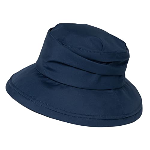 Comhats Damen Faltbarer Regenhut Sonnenhut wasserdichte Mütze mit breite Krempe UPF50+ Schwarzblau von Comhats