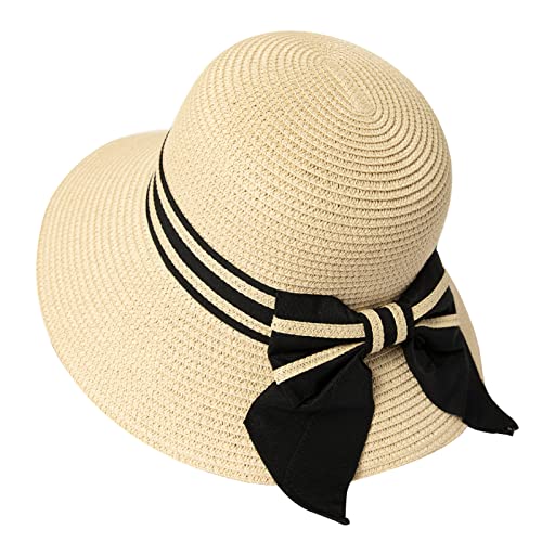 Comhats Faltbarer Strohhut Damen Sonnenhut UPF 50 + Sommerhut breite Krempe Urlaub Beige L von Comhats