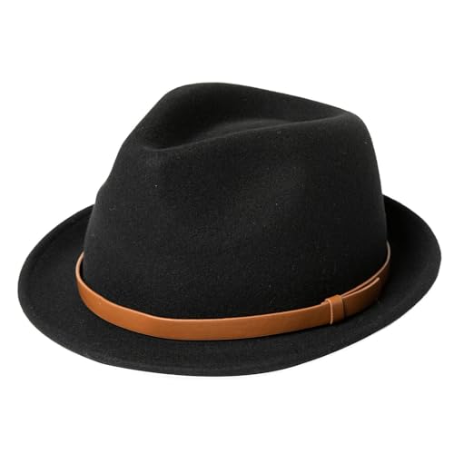 Comhats Filzhut Fedora für Herren und Damen-Winter Wolle Trilby Hat mit Krempe Männer Panama Filz Hut, Trilby Hut Schwarz 60-62. von Comhats