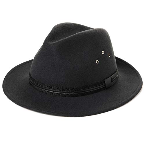 Comhats Filzhut Fedora für Herren und Damen-Winter Wolle Trilby Hat mit Krempe-Männer Panama Mafia Hut, Trilby Filz Hut Carbongrau M 56-58. von Comhats