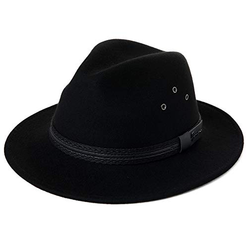 Comhats Filzhut Fedora für Herren und Damen-Winter Wolle Trilby Hat mit Krempe-Männer Panama Mafia Hut, Trilby Filz Hut Schwarz L 59-60. von Comhats