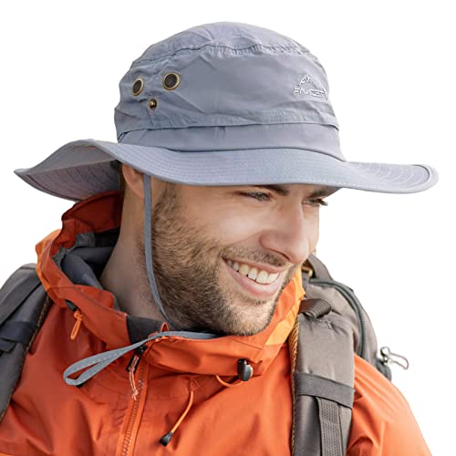 Comhats Großer Sonnenhut Herren L - XL, Breiter Krempe UV Safari Hüte für Sommer Outdoor Wandern Angeln Spazieren, Wasserdicht & Winddicht Grau 60-63cm von Comhats