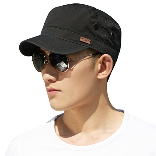 Comhats Herren-Baseballkappe 100% Baumwolle klassisch Militär Mütze verstellbar X-Large Schwarz von Comhats