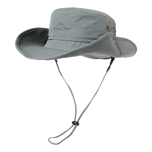 Comhats Herren Sonnenhut UV-Schutz Outdoor Fischerhut Bucket Safari Faltbarer Wanderhut Unisex Sommer Buschhut Hiking Breiter Boonie Gartenhut Wasserdicht Hellgrau M/L von Comhats