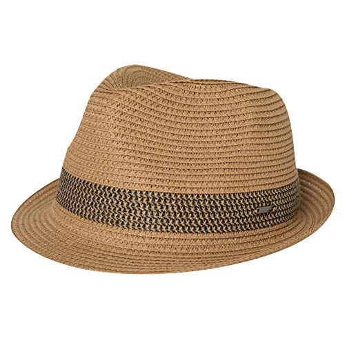 Comhats Herren Strohhut Trilby für Sommer, Sonnenschutz - Faltbarer Panama Hut, Fedora für Strand, Festival - Rollbar & Stilvoll Khaki-Schwarz M von Comhats