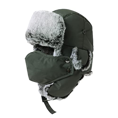 Comhats Herren Wasserdichter Fliegermütze Winter Warme Fellmütze Trappermütze Pelzmütze Wintermütze A69265_Armygrün XL von Comhats