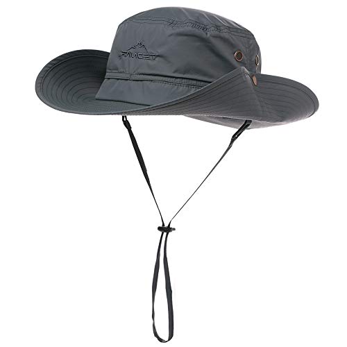 Comhats Outdoor Faltbarer Boonie Herren Buschhut mit Kinnband UPF 50+ Dunkelgrau 63-66cm(XL/XXL) von Comhats