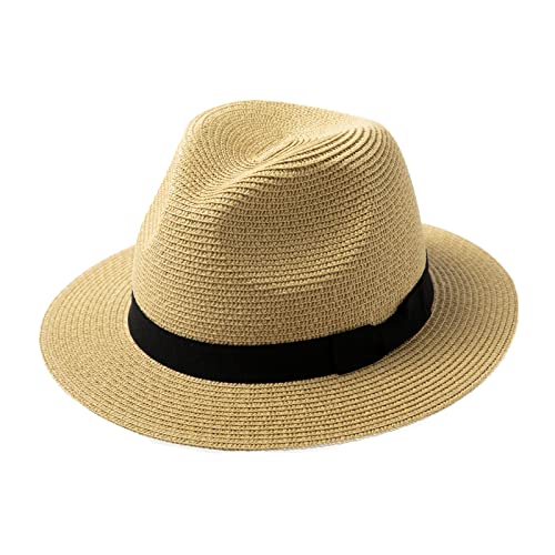 Comhats Panamahut Herren breite Krempe Strohhut Damen Urlaub am Strand Sonnenhut UPF 50 + Sommerhut 00715,Beige-M von Comhats