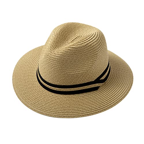 Comhats Panamahut Herren breite Krempe Strohhut Damen verstellbar Urlaub Strandhut Sonnenhut UPF 50 + Sommer 00714,Beige-XXL von Comhats