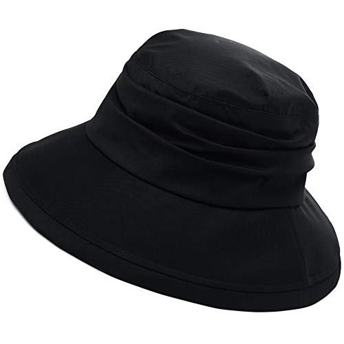Comhats Regenhut Damen wasserdichte Wandern Fischerhut Safari Sonnenhut Damen Mütze mit Breite Krempe SPF 50+ Schwarz Groß von Comhats