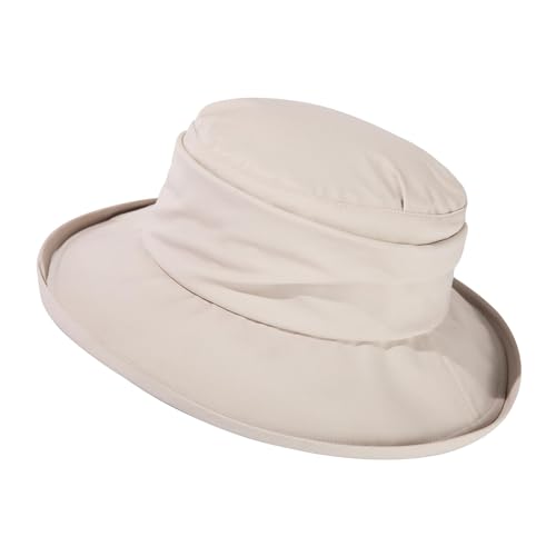 Comhats Regenhut Damen wasserdichte Wandern Sonnenhut Safari Sonnenhut Damen Mütze mit Breite Krempe UPF 50+ Beige Mittel von Comhats