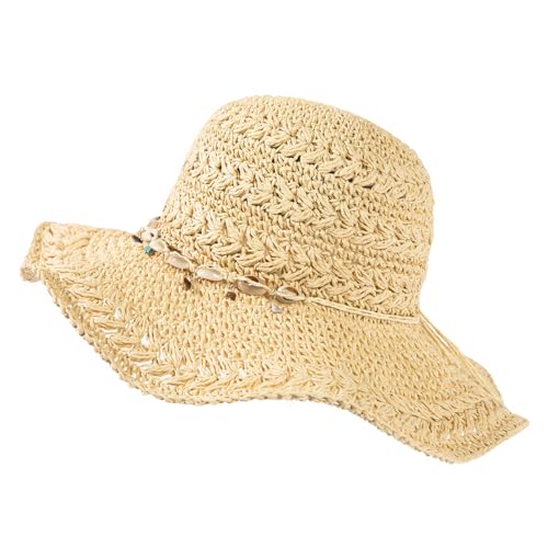 Comhats Sonnenhut Damen Sommer Strohhut Faltbar Handgemachter Strandhut UV-Schutz 94558_beige Medium von Comhats