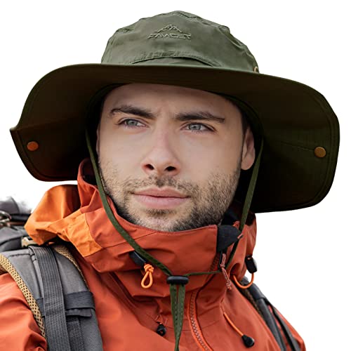 Comhats Sonnenhut Herren Breiter Krempe UV-Schutz - Safari, Wander, Tropen für Sommer Outdoor-Aktivitäten, Wasserdicht & Winddicht - Ideal zum Wandern, Angeln, Spazieren, Segeln Grün M von Comhats