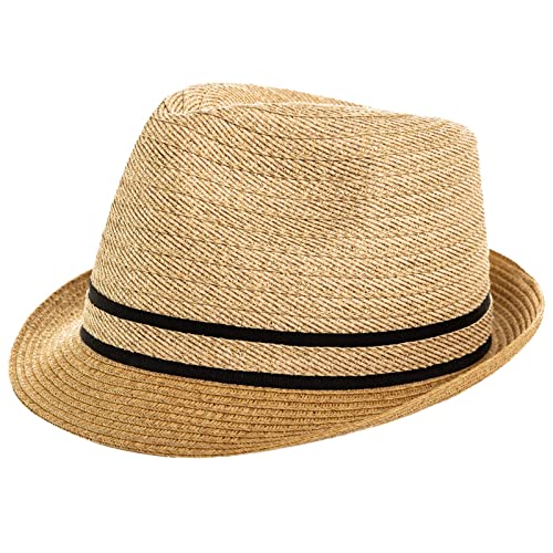 Comhats Strohhut Herren Fedora Trilby Hut Panamahut Strand Sonnenhut Handgemacht Kurze Krempe Beige L von Comhats