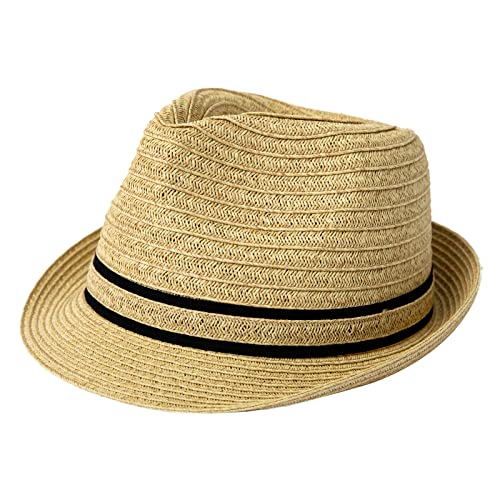 Comhats Strohhut Herren Fedora Trilby Hut Panamahut Strand Sonnenhut Handgemacht Kurze Krempe Beigemix M von Comhats