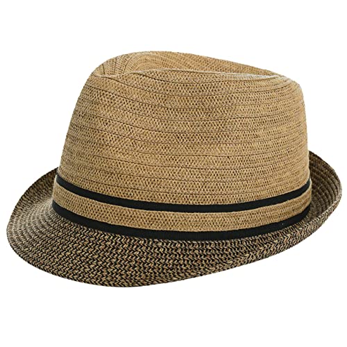 Comhats Strohhut Herren Fedora Trilby Hut Panamahut Strand Sonnenhut Handgemacht Kurze Krempe Kaffee XL von Comhats