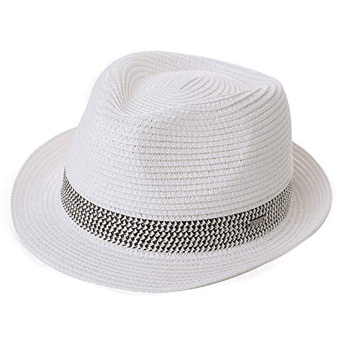 Comhats Herren Strohhut Trilby für Sommer, Sonnenschutz - Faltbarer Panama Hut, Fedora für Strand, Festival - Rollbar & Stilvoll Weiß XL von Comhats