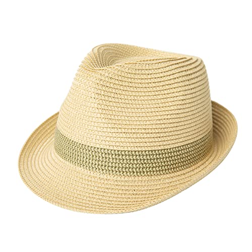 Comhats Unisex Fedora Herren Strohhut Fedora Sommer Sonnenhut Panamahut Strandhut Beige-Grün L von Comhats