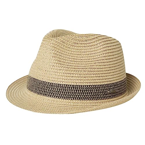 Comhats Herren Strohhut Trilby für Sommer, Sonnenschutz - Faltbarer Panama Hut, Fedora für Strand, Festival - Rollbar & Stilvoll XXL Beige-Schwarz von Comhats