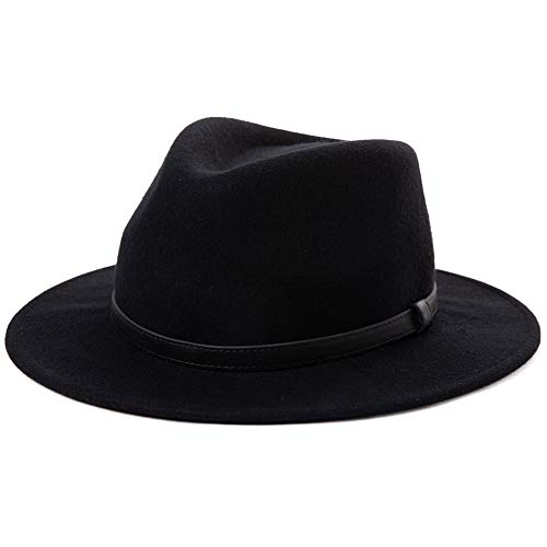 Comhats Unisex Filzhut Fedora für Herren und Damen-Winter Wolle Trilby Hat mit Krempe-Männer Panama Mafia Hut, Trilby Filz Hut Phantomschwarz M 56-58. von Comhats