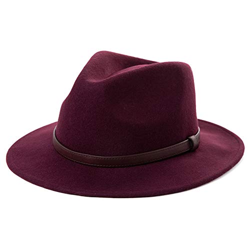 Comhats Unisex Filzhut Fedora für Herren und Damen-Winter Wolle Trilby Hat mit Krempe-Männer Panama Mafia Hut, Trilby Filz Hut Rotwein M 56-58. von Comhats