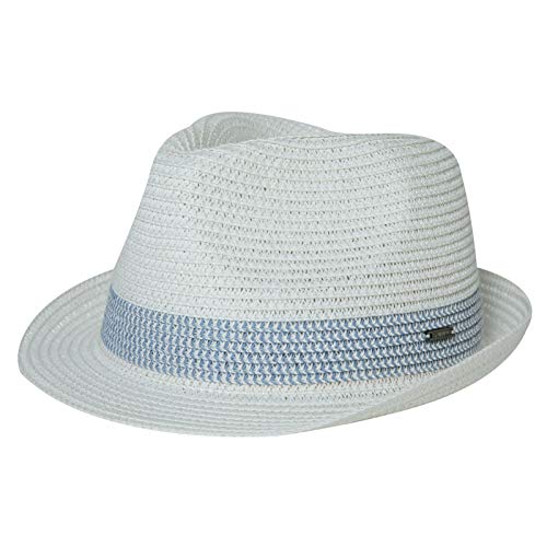 Comhats Herren Strohhut Trilby für Sommer, Sonnenschutz - Faltbarer Panama Hut, Fedora für Strand, Festival - Rollbar & Stilvoll Weiß-Blau Groß L von Comhats