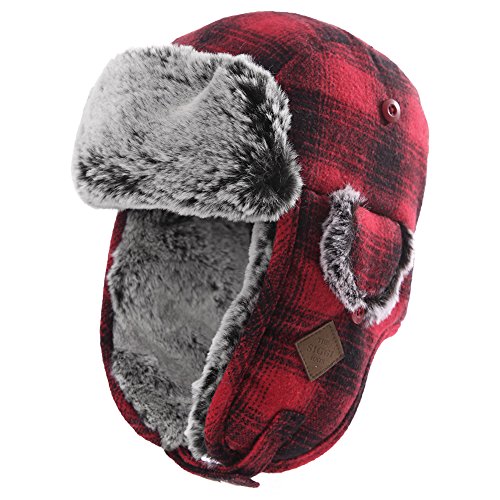 Comhats Unisex warme Fliegermütze Winter Trappermütze mit Kunstfell Women Rot XL von Comhats