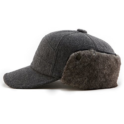 Comhats Warme Baseballkappe Winter Ohrschutz Schirmmütze Flatcap Herren Grau M von Comhats