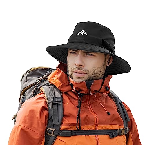 Comhats Wasserdichter Bucket Hat für kleine Köpfe, Outdoor-Hut zum Wandern, Golfen, Safari, Angeln, Wandern - Regenhüte - UPF 50+ Sonnenhut verstellbar, faltbar, Winddicht M Schwarz von Comhats