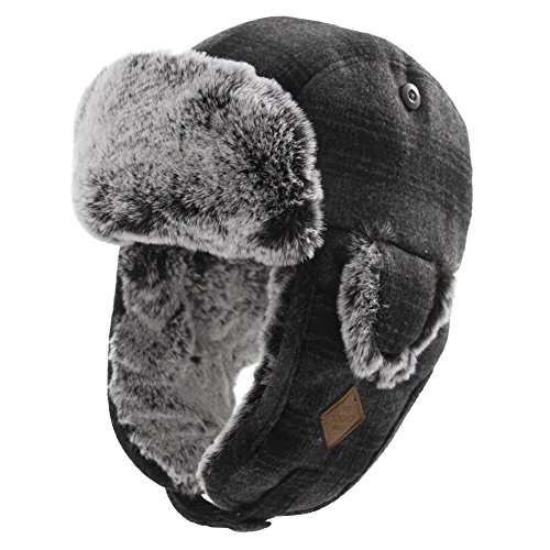 Comhats Winter Fliegermützen Wintermütze Herren Damen Ohrenklappen Trapper Hat mit Fleecefutter und Faux Fur Russische Mütze Winddicht Grau L von Comhats