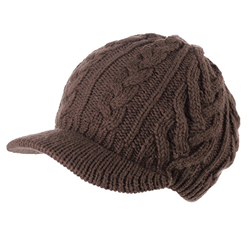 Comhats Winter Strickmütze Newsboy Mütze warme gestrickte Beanie mit Schirm Kaffeebraun von Comhats