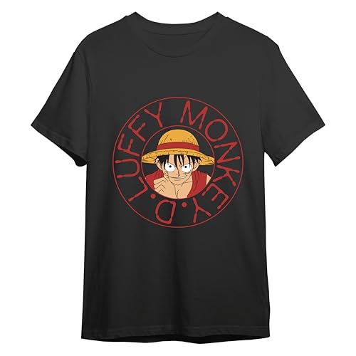 Comic Studio Unisex Einteilige Offizielles Artikel | Monkey D. Ruffy Charakter | Schwarz | L T-Shirt, L von comic studio