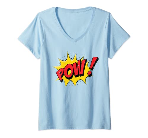 Damen POW - Comic Book Cartoon Funny Pop Art T-Shirt mit V-Ausschnitt Damen POW - Comic Book Cartoon Funny Pop Art T-Shirt mit V-Ausschnitt von Comics & Superhero Stuff