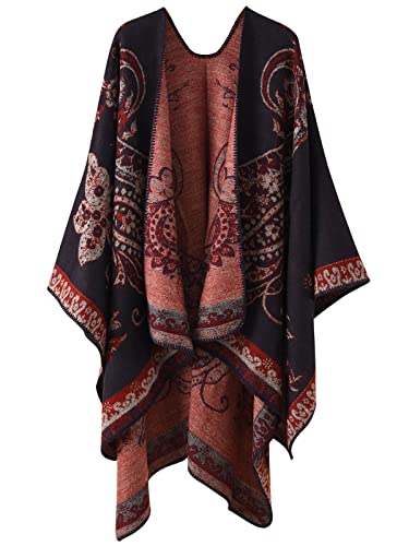 Comilaka Damen Ponchos Capes Herbst Winter Mode Große Größen Cardigan Schal Wrap Open Front Cape von Comilaka