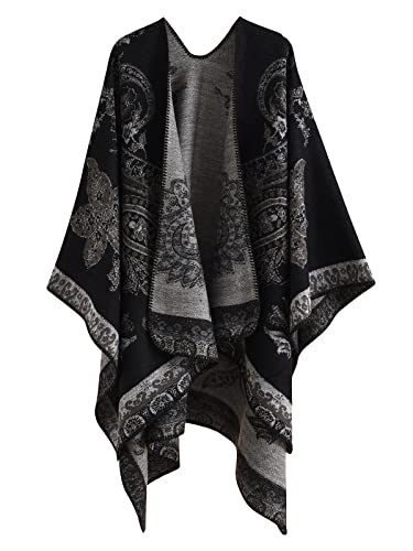 Comilaka Damen Ponchos Capes Herbst Winter Mode Große Größen Cardigan Schal Wrap Open Front Cape von Comilaka