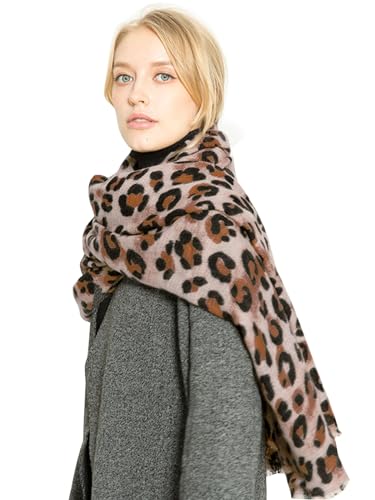 Comilaka Damen Schal Leoparden Winter Schultertuch Deckenschal Oversized Warm Wrap 200 * 70cm von Comilaka