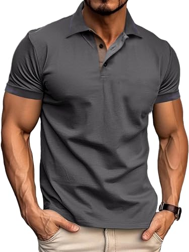 Comilaka Herren Poloshirt Kurzarm Polo Kontrast Polohemd Male Klassisches T Shirt Freizeit Sommer von Comilaka