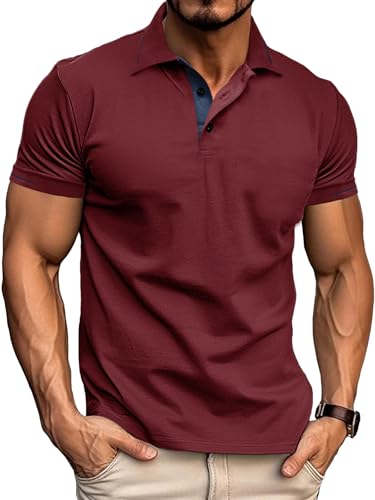 Comilaka Herren Poloshirt Kurzarm Polo Kontrast Polohemd Male Klassisches T Shirt Freizeit Sommer von Comilaka