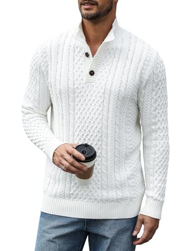Comilaka Herren Pullover Rollkragenpullover Grobstrick Strickpullover Männer Winterpullover Dicke Kabelstrick von Comilaka
