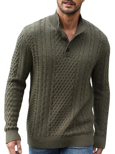 Comilaka Herren Pullover Rollkragenpullover Grobstrick Strickpullover Männer Winterpullover Dicke Kabelstrick von Comilaka