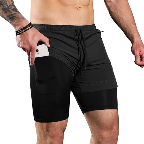 Comilaka Herren Running Laufshorts 2 in 1 Shorts Gym Athletic Shorts Sport Kurze Hosen mit Reißverschlusstaschen Comilaka Herren Running Laufshorts 2 in 1 Shorts Gym Athletic Shorts Sport Kurze Hosen mit Reißverschlusstaschen von Comilaka