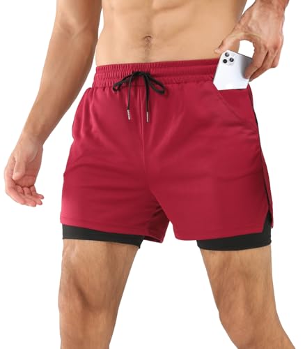 Comilaka Sporthose Herren Kurz 2 in 1 Schnelltrocknende 5 Inch Laufshorts mit Taschen Gym Running Workout Trainingsshorts von Comilaka