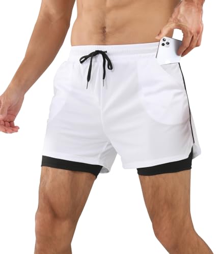 Comilaka Sporthose Herren Kurz 2 in 1 Schnelltrocknende 5 Inch Laufshorts mit Taschen Gym Running Workout Trainingsshorts von Comilaka