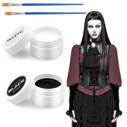 Halloween Schminke Schwarz Weiß Set,Schminke Erwachsene Kinder,Halloween Spezialeffekt Make Up Set,für Zombie Vampir SFX Makeup Theater Bühne Film von Comioke