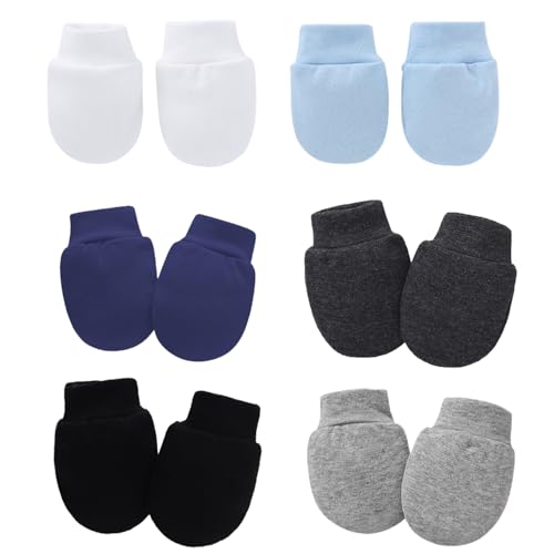 Kratzfäustlinge/Kratzhandschuhe Set Mit Elastischem Bund, 6 Paar Fäustlinge Handschuhe, Babyhandschuhe, Baumwolle Fäustlinge Anti-Grab, Baby Handschuhe Gegen Kratzen, Fäustlinge Baby,0-6 Monate von Comioke