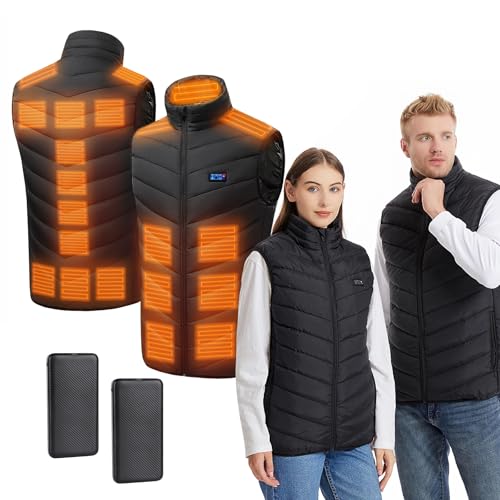 Comius Sharp Beheizbare Weste mit Powerbank 2 * 10000mAh, Damen Herren Heizweste,21 Zonen Heizung Beheizte Jacke Winter Jacken mit Heizung für Herren Damen Wandern Jagd Camping Skifahren,XL von Comius Sharp