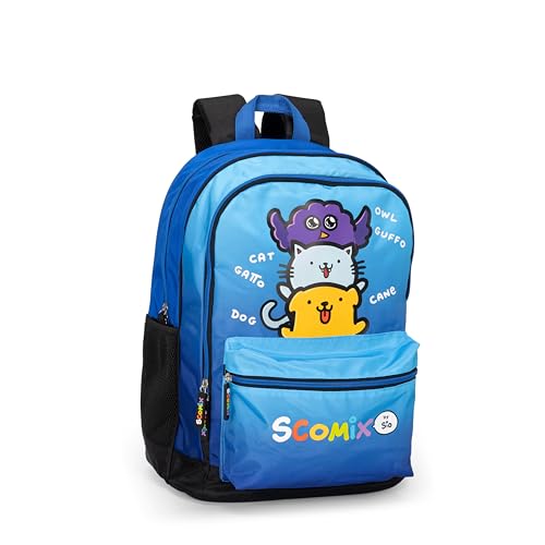 Comix SComix by Sio Schulrucksack für Kinder und Jugendliche, mit großen zentralen Fächern, Fronttasche, Seitentaschen aus Netz, Reißverschluss und verstellbaren Schultergurten, 32 x 43 x 23 cm, 31 l, von COMIX