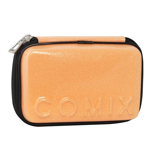 Comix - Schul-Federmäppchen, Maxi Zip Federmäppchen für Kinder und Jungen, mit Schreibwarenset, Hartschale mit Maxi-Logo in Relief und Reißverschluss aus Metall, 21 x 14,5 x 6,5 cm, Orange, Orange, von COMIX