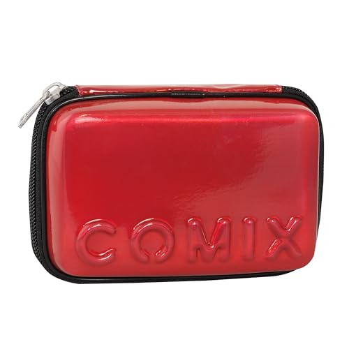 Comix - Schul-Federmäppchen, Maxi Zip Federmäppchen für Kinder und Jungen, mit Schreibwarenset, Hartschale mit Maxi-Logo in Relief und Reißverschluss aus Metall, 21 x 14,5 x 6,5 cm, Rot, rot, Casual von COMIX