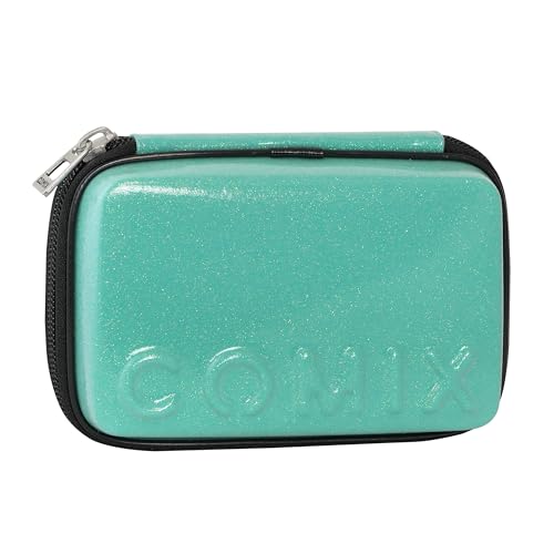 Comix - Schul-Federmäppchen, Maxi Zip Federmäppchen für Kinder und Jungen, mit Schreibwarenset, Hartschale mit Maxi-Logo in Relief und Reißverschluss aus Metall, 21 x 14,5 x 6,5 cm, Türkis, türkis, von COMIX